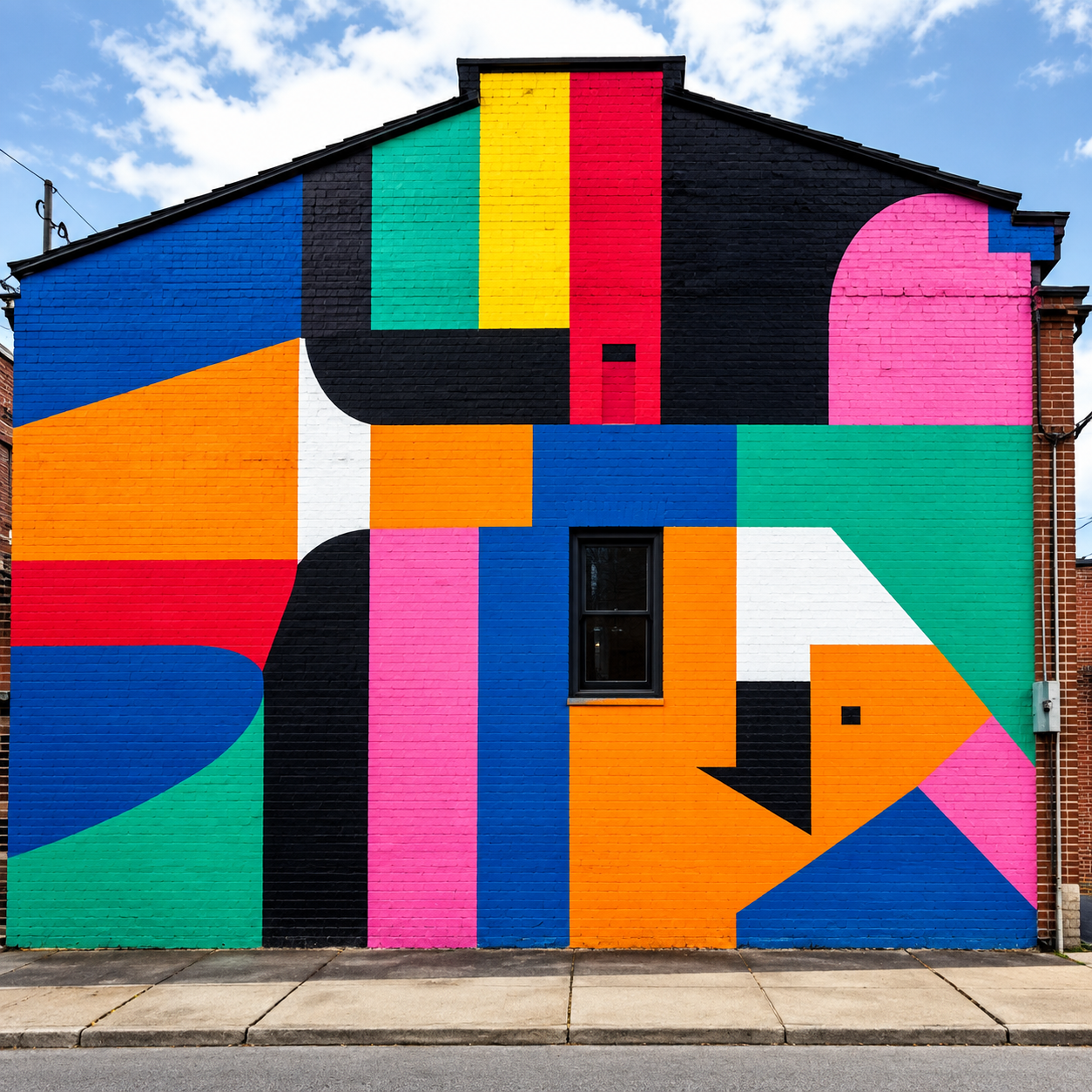 Municipal Murals — colorful geometric mural on a building façade
